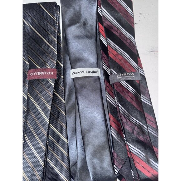 Lot Of 3 Vintage Silk Poly Striped Times Covington Arrow David Taylor - Picture 2 of 5